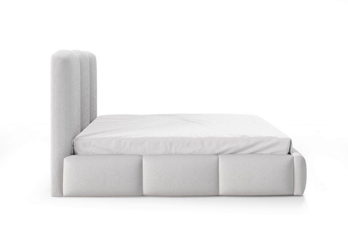 Polsterbett Bero Boucle Grau, Lf: 120x200 Cm - Ecru/Buchefarben, Trend, Holz/Textil (120/200cm)