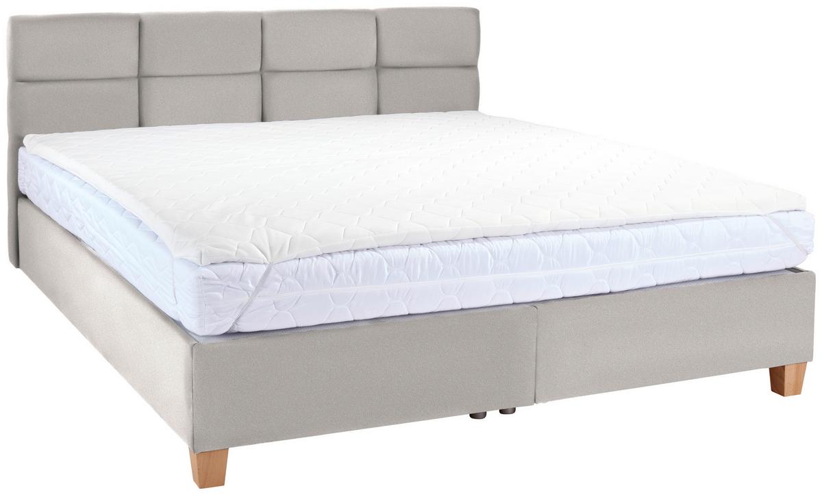 Polsterbett mit Bettkasten 140x200 Bellagio Creme - Buchefarben/Creme, KONVENTIONELL, Holz/Textil (140/200cm)