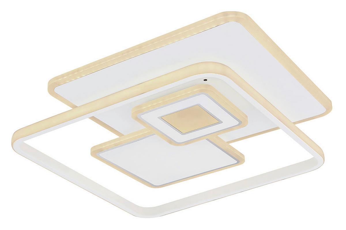 LED-Deckenleuchte Roderick L: 50 cm mit Fernbedienung - Chromfarben/Opal, Basics, Kunststoff/Metall (50/50/6cm) - Globo