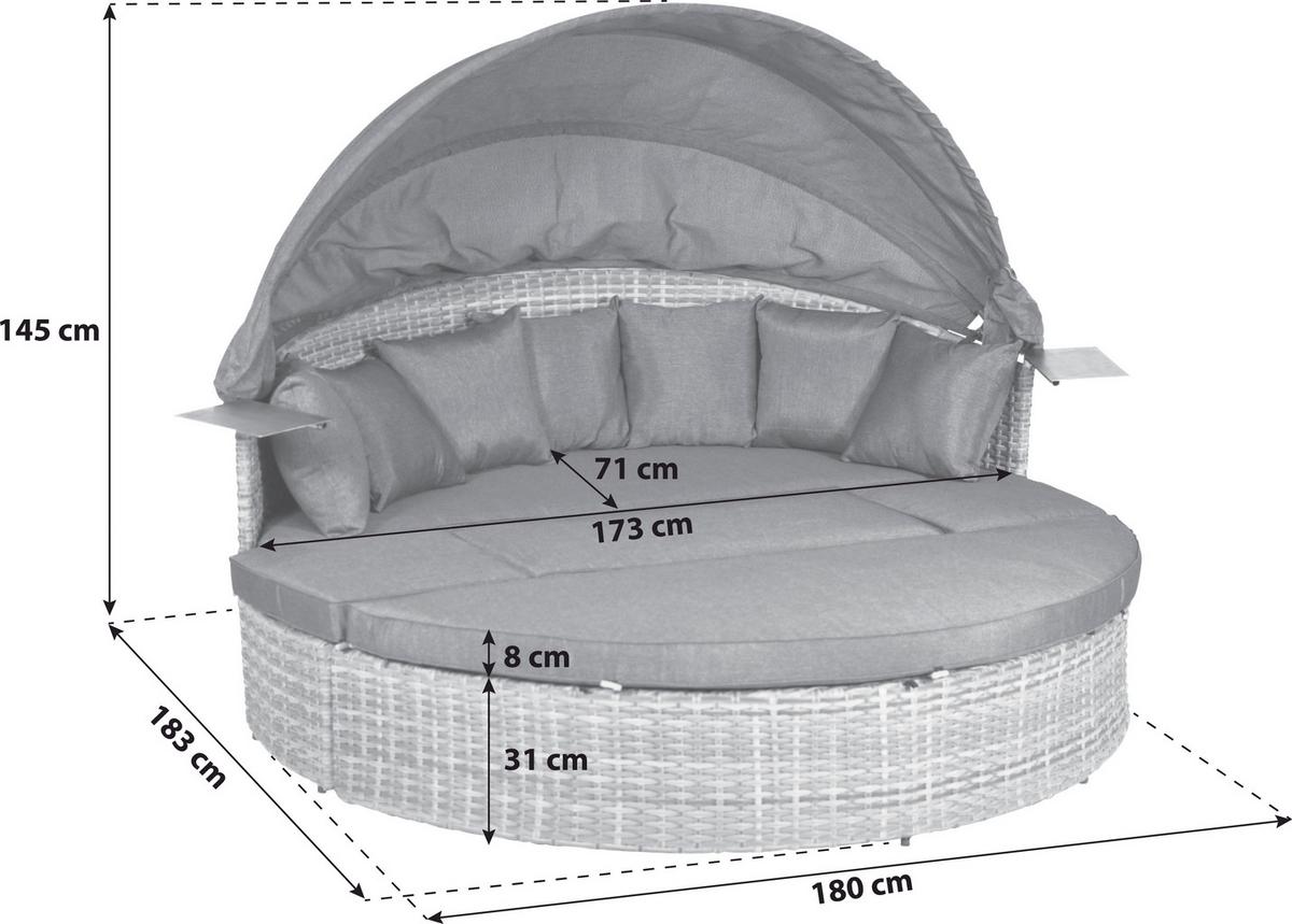 Gartenmuschel Riva Premium Relaxinsel - Naturfarben/Grau, MODERN, Kunststoff/Metall (180/145/183cm) - Gardenson