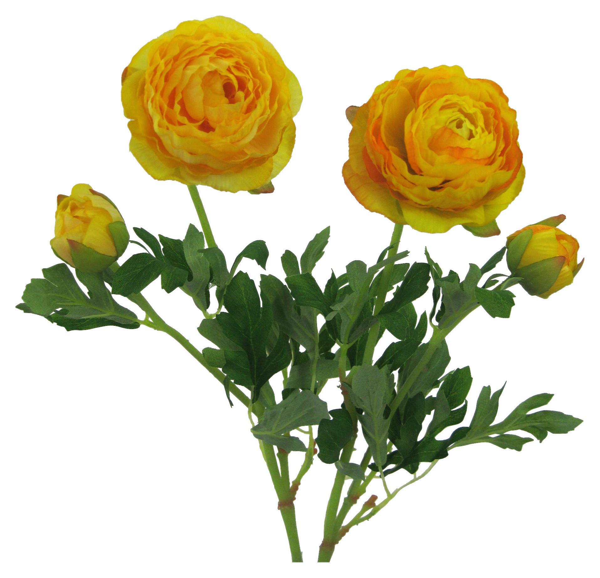 Kunstpflanze Ranunkel Gelb L: 40 Cm, Elisa - Gelb/Grün, Basics, Kunststoff/Textil (40cm)