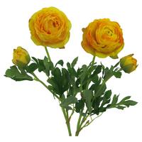 Kunstpflanze Ranunkel Gelb L: 40 Cm, Elisa - Gelb/Grün, Basics, Kunststoff/Textil (40cm)