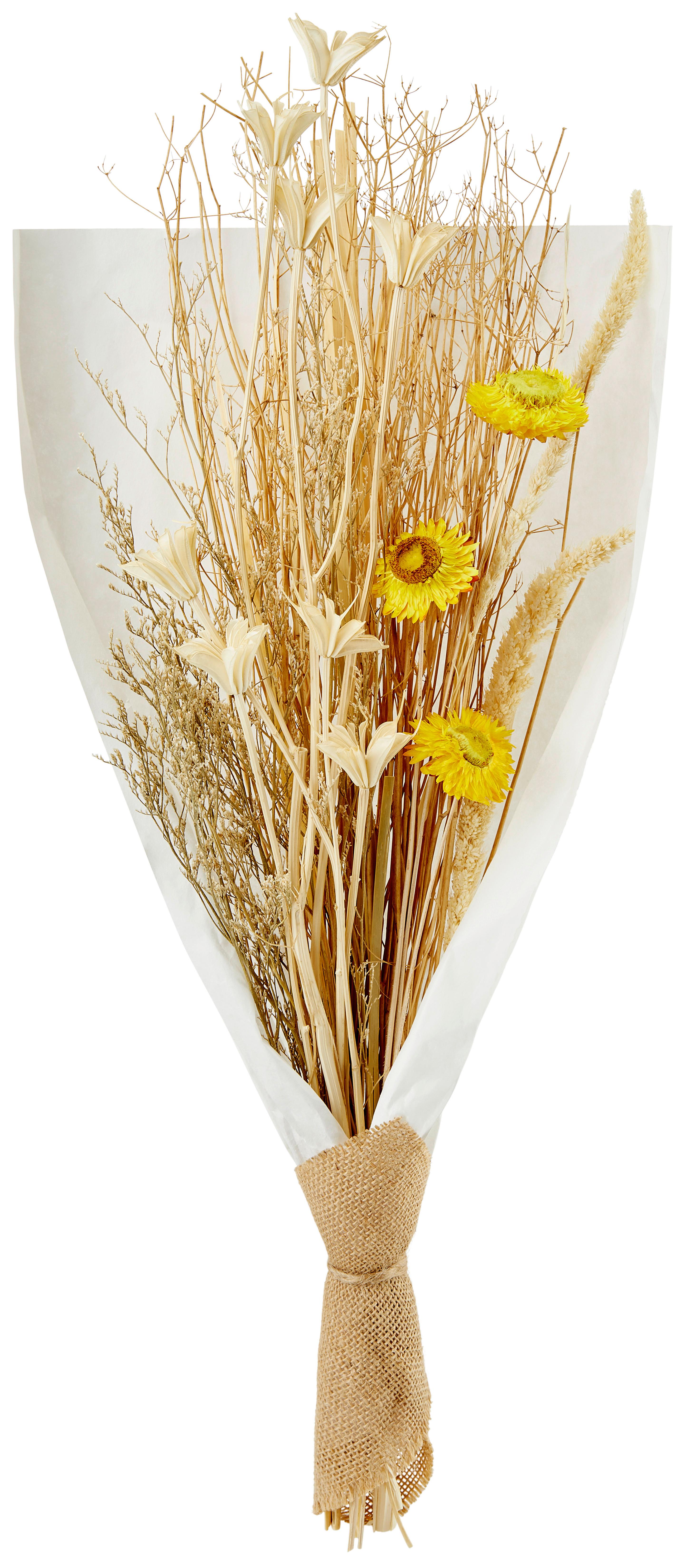 TROCKENBLUMENSTRAUSS SULEIKA - Gelb/Naturfarben, MODERN, Naturmaterialien (60cm) - Luca Bessoni