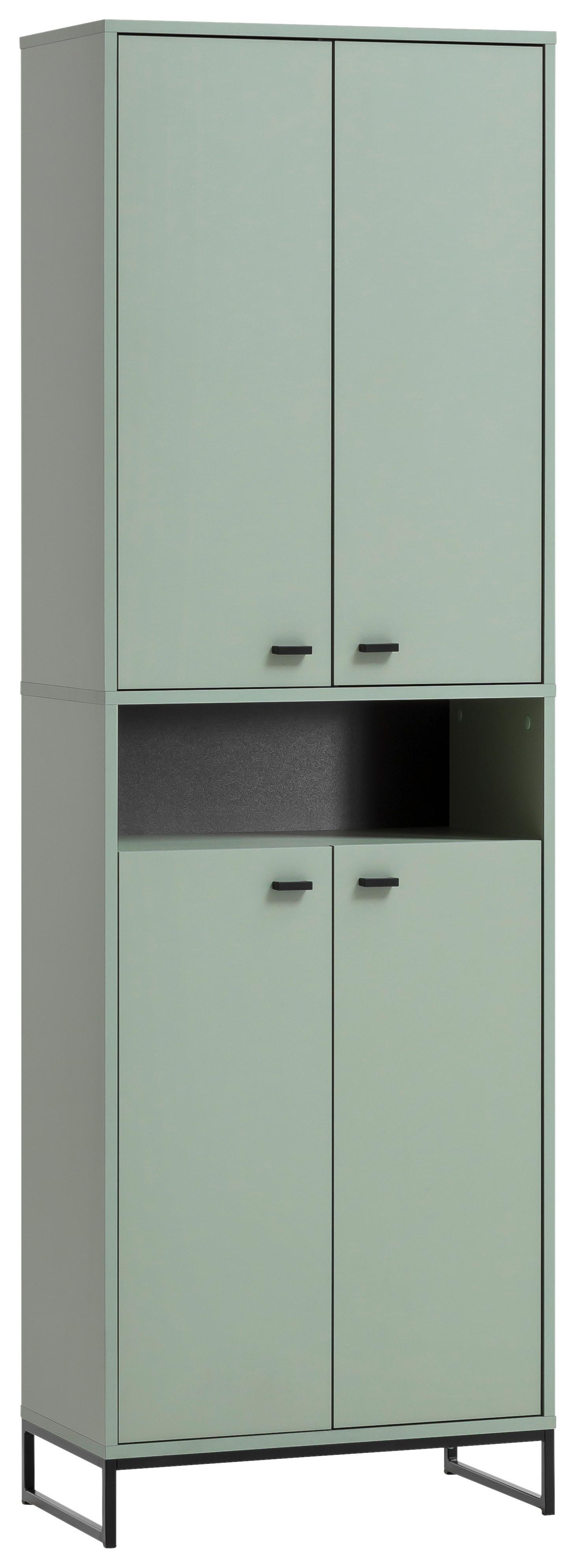 SCHUHSCHRANK JANNE SCHUHSCHRANK 600 NISCHE - Schwarz/Grün, LIFESTYLE, Holzwerkstoff (60,2/185,5/33,1cm) - MID.YOU