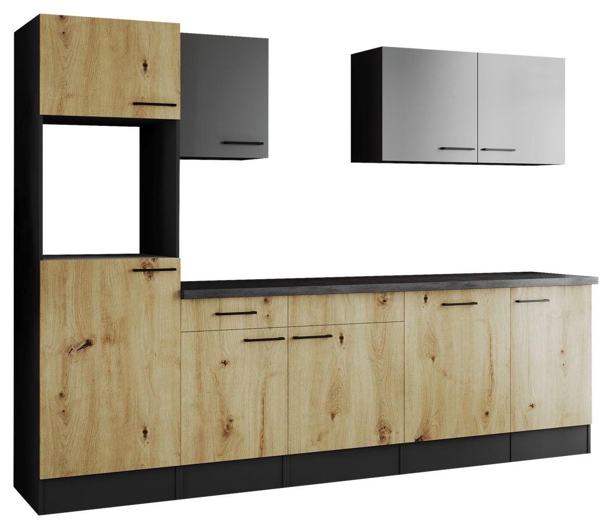 Küchenleerblock Oliver Grau, Artisan Dekor B: 280 Cm - Eiche Artisan/Grau, Design, Holzwerkstoff (280cm) - Respekta