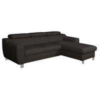 Ecksofa Aspen Dunkelbraun S: 242 Cm - Chromfarben/Dunkelbraun, Design, Leder/Textil (242/176cm) - Livetastic