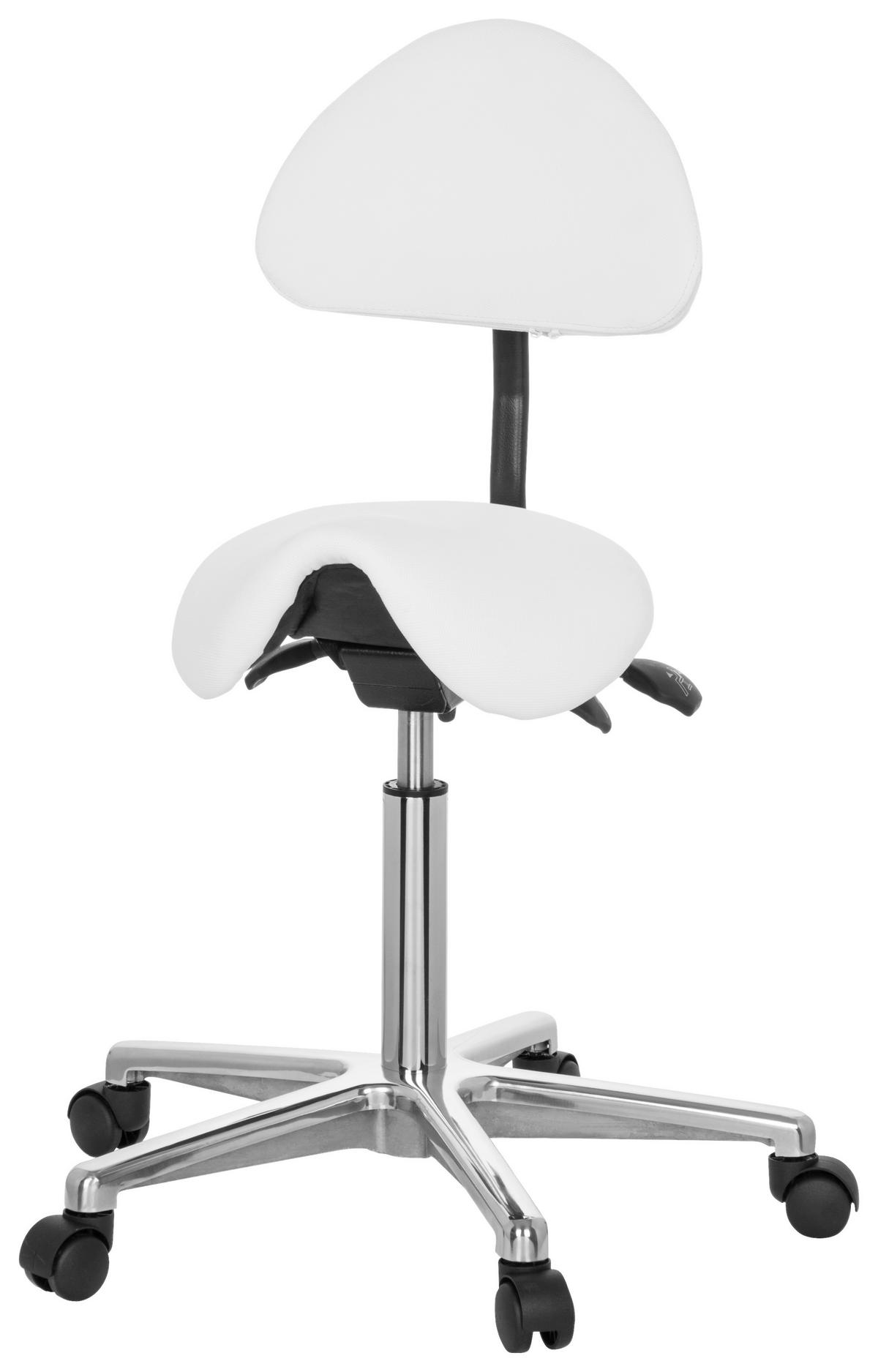 Bürohocker Top Work 20 Lederlook Weiß Bis 110kg - Alufarben/Weiß, MODERN, Kunststoff/Textil (36/105/40cm) - MID.YOU