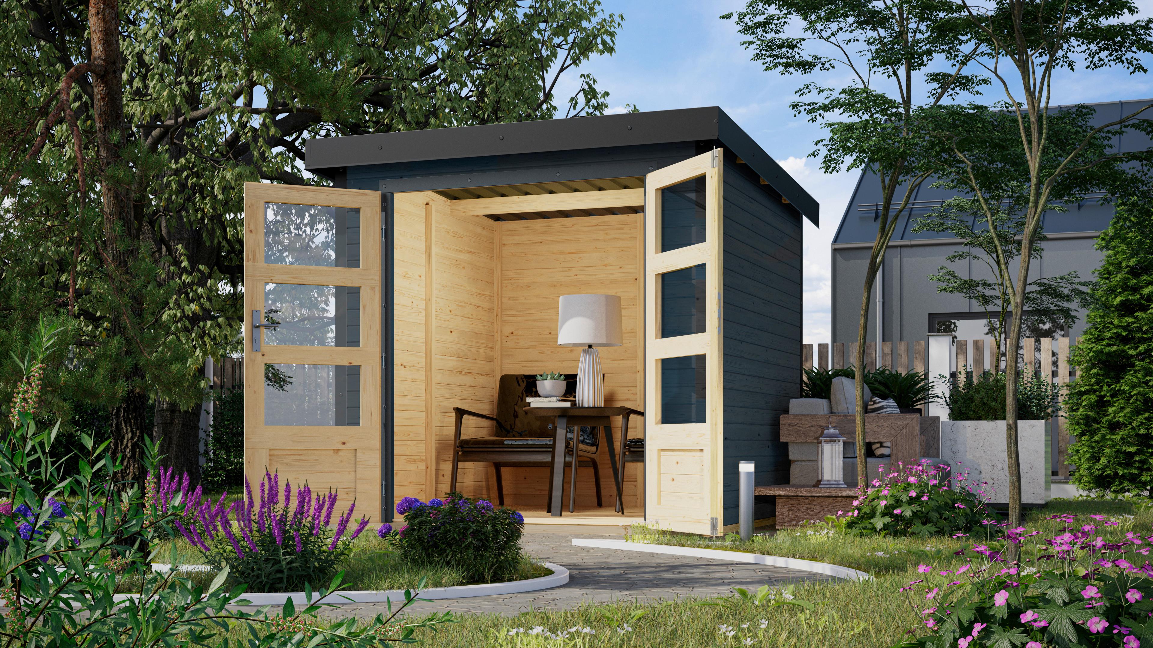 Gartenhaus Gaia Anthrazit - Anthrazit, MODERN, Holz/Metall (209/208/213cm)