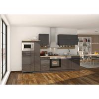 Küchenzeile Mailand mit Geräten 310 cm Anthrazit Elegant - Eichefarben/Anthrazit, MODERN, Holzwerkstoff (310cm) - Held