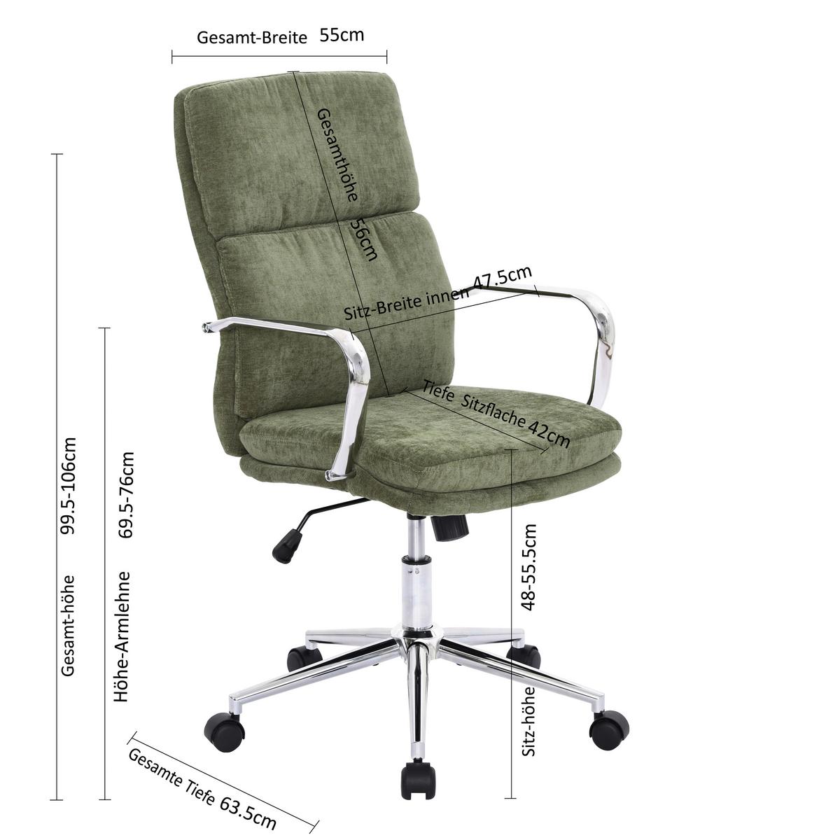 Drehstuhl Verona Grün B: 56 cm - Chromfarben/Grün, MODERN, Holz/Kunststoff (56/100-110/65,5cm) - Livetastic