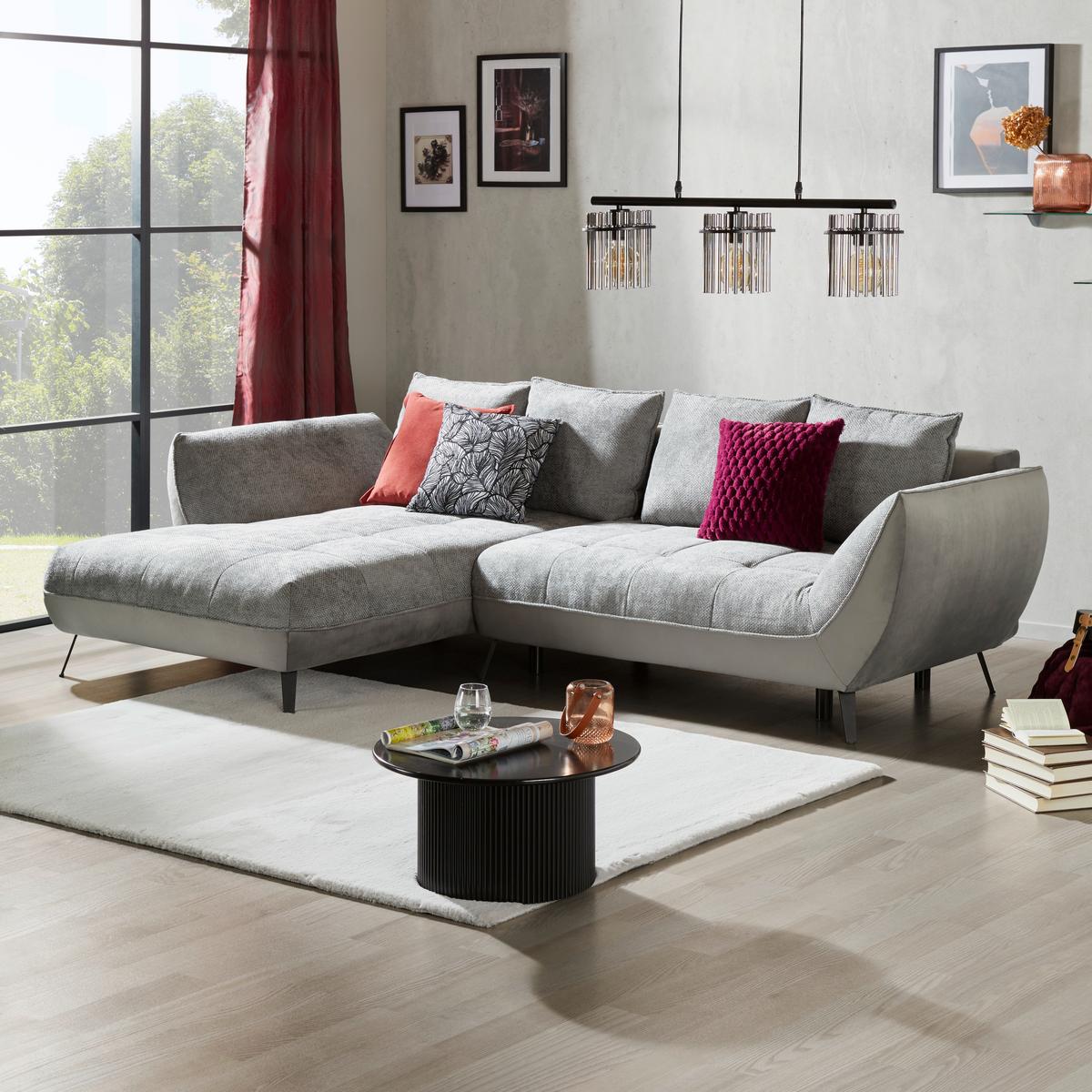 Ecksofa Midway - Schwarz/Grau, MODERN, Holz/Holzwerkstoff (187/282cm)