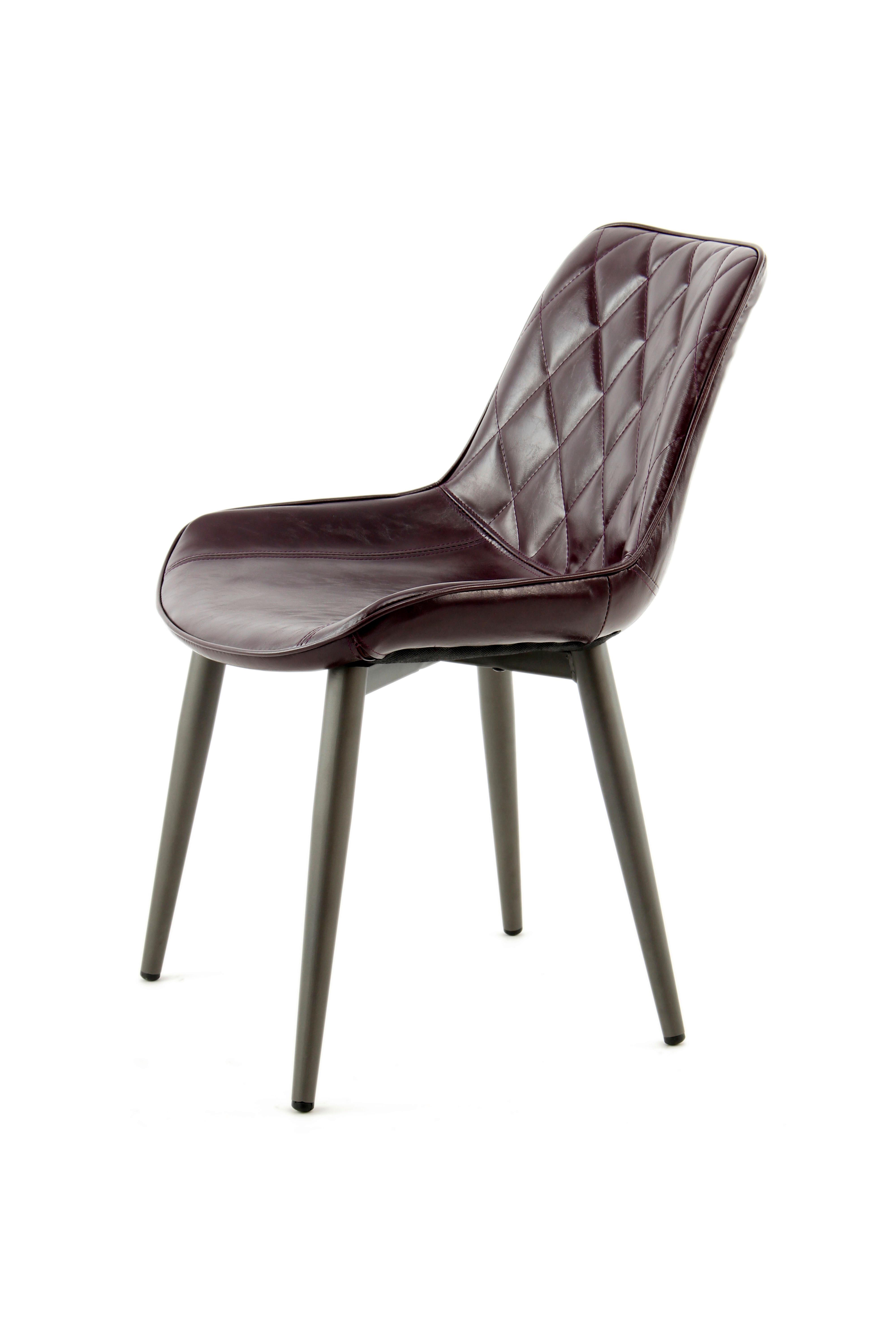 Sada stoličiek tmavofialová - fialová, Lifestyle, kov/koža (51/80/60cm)