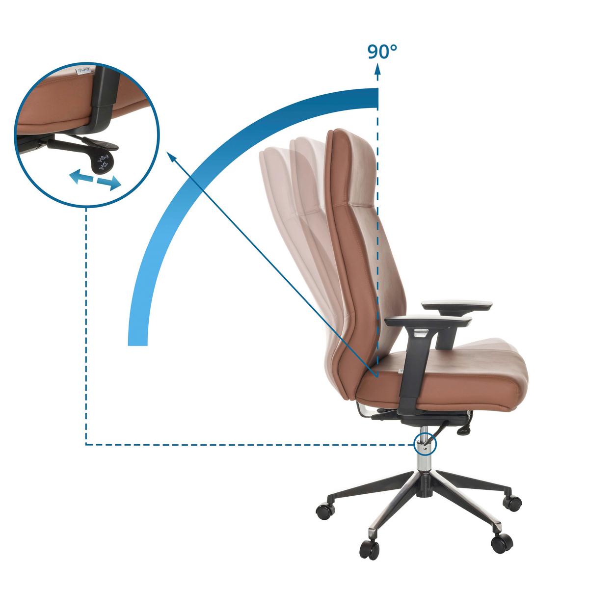 Drehstuhl Vitoro Eco - Schwarz/Braun, Basics, Leder/Kunststoff (68/123-130/68cm) - MID.YOU