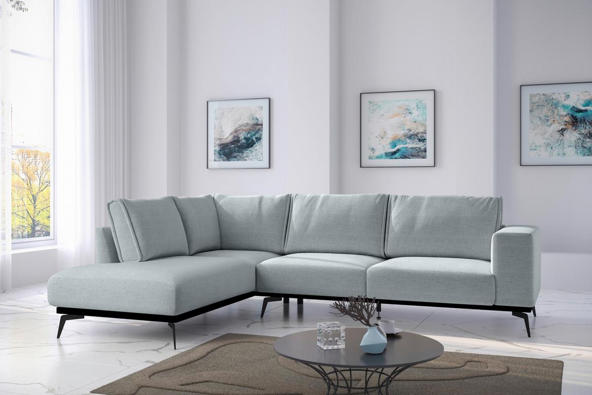 Ecksofa Isolde - Hellgrau/Schwarz, Design, Holz/Textil (200/293cm) - MID.YOU
