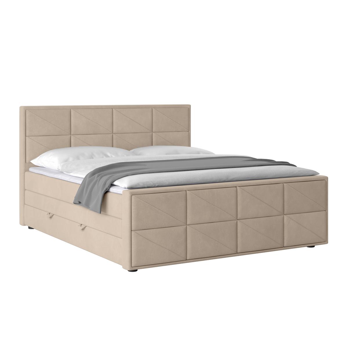 Boxspringbett mit Bettkasten Helsinki 180x200 cm Beige - Beige/Schwarz, MODERN, Holz/Kunststoff (180/200cm) - MID.YOU