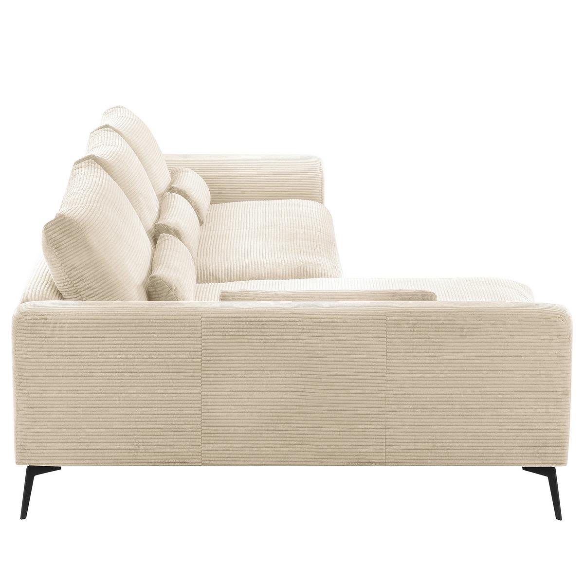 Ecksofa Berlin Creme Cord 172x313 cm - Creme/Schwarz, Design, Textil (172/313cm) - P & B