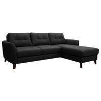 Ecksofa Nordic Schwarz S: 238x168 Cm - Buchefarben/Schwarz, Design, Leder/Textil (238/168cm) - Livetastic
