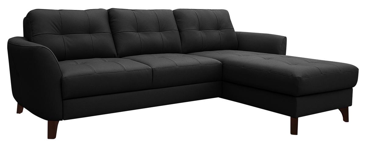 Ecksofa Nordic Schwarz S: 238x168 Cm - Buchefarben/Schwarz, Design, Leder/Textil (238/168cm) - Livetastic