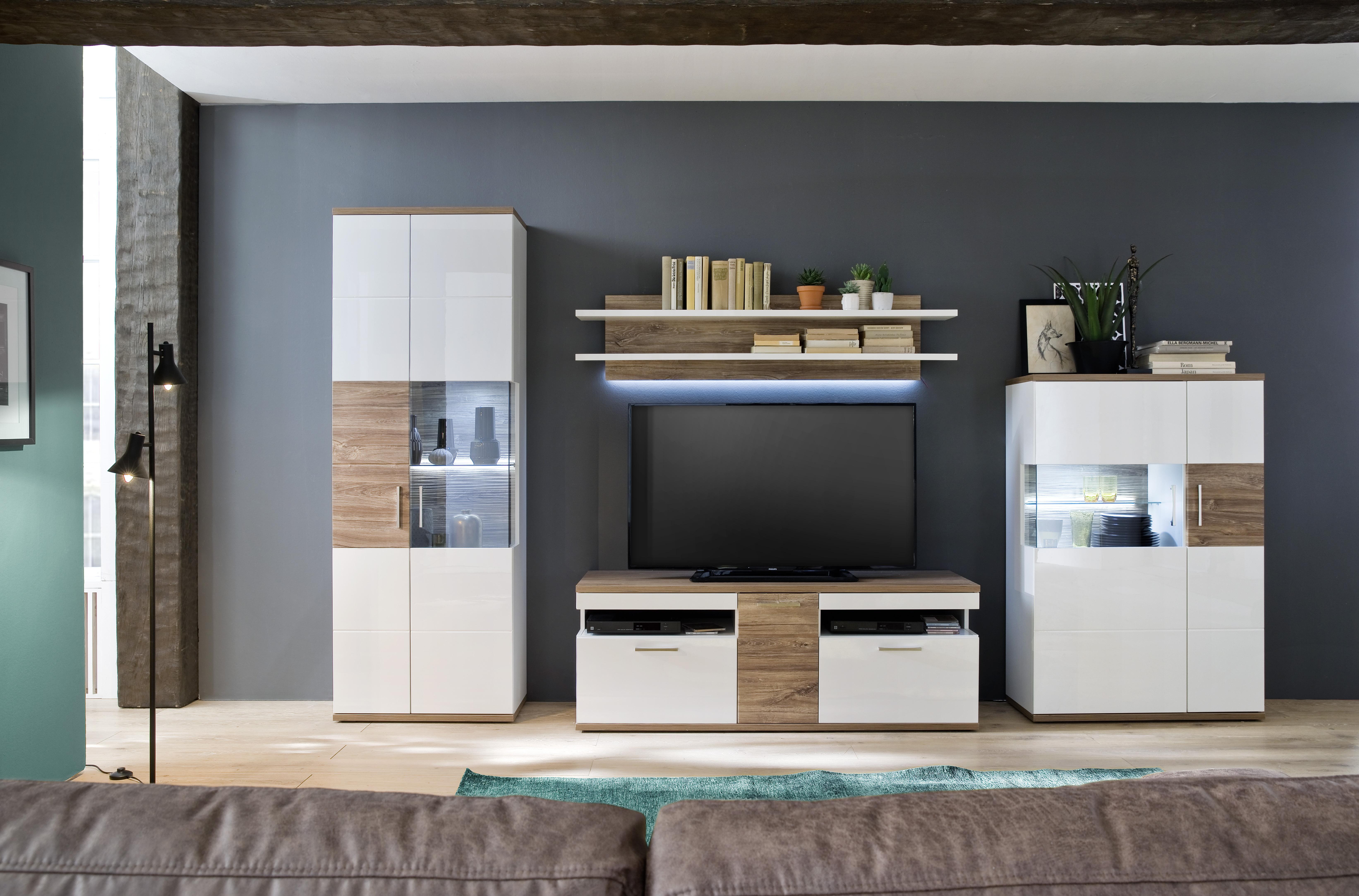 Wandboard im Eiche-Look und Weiß