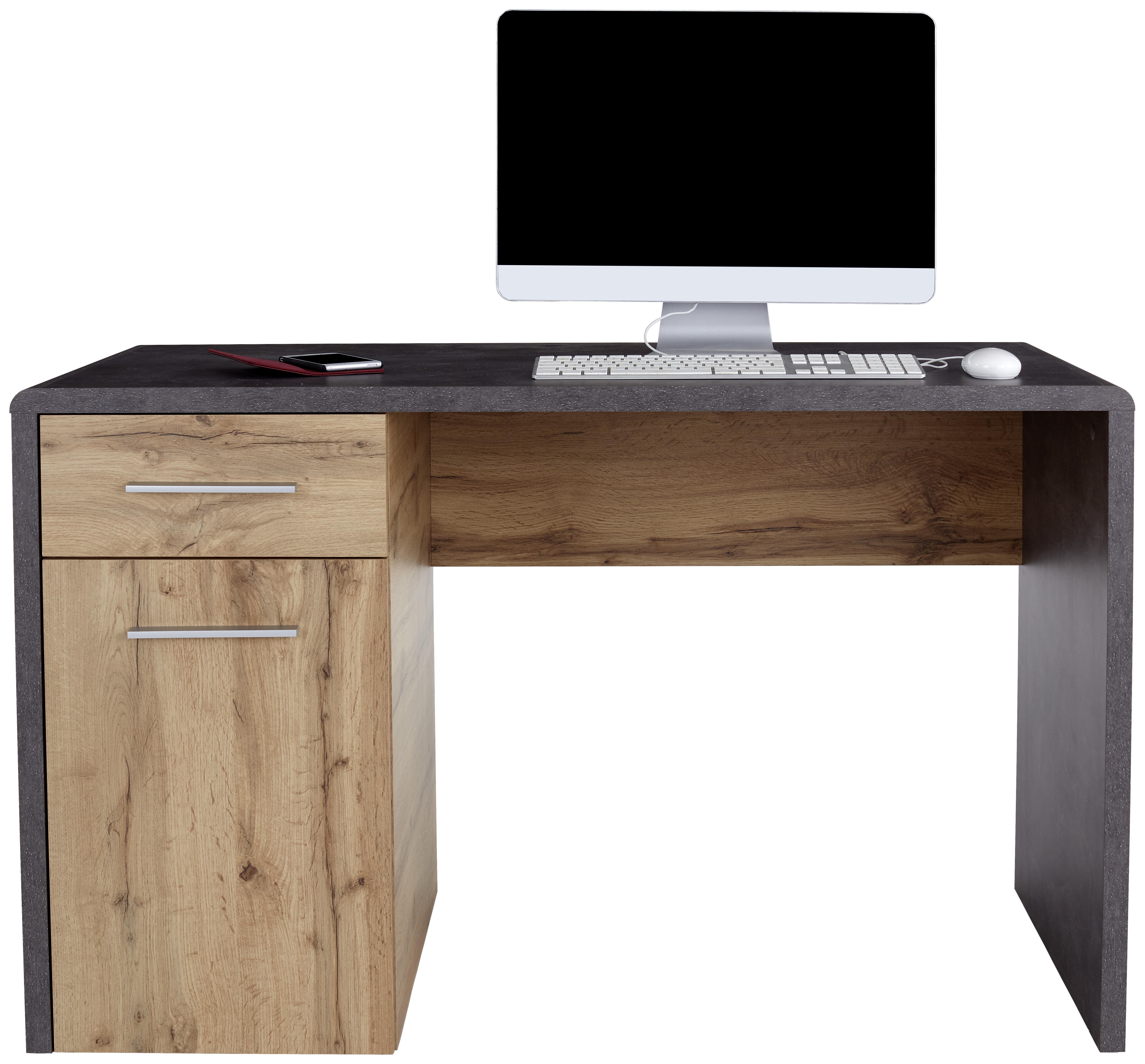 Psací Stůl Fontana New Ftb06 - barvy dubu/tmavě šedá, Moderní, kompozitní dřevo/plast (120/75,5/60cm)