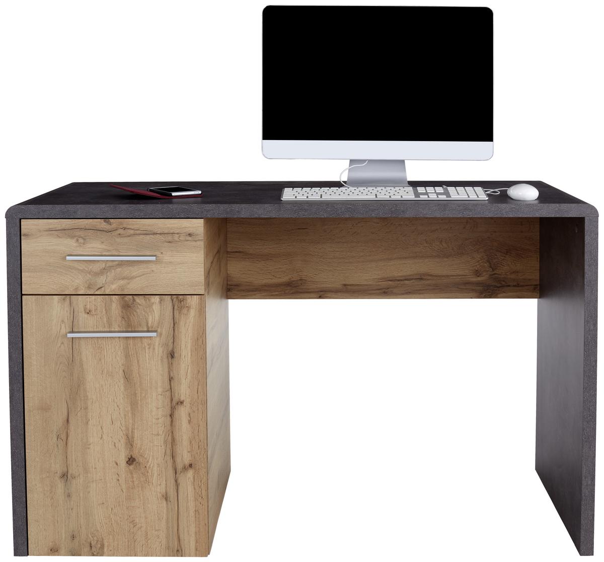 Schreibtisch mit Stauraum B 120cm H 75,5cm Fontana New - Eichefarben/Dunkelgrau, MODERN, Holzwerkstoff (120/75,5/60cm)