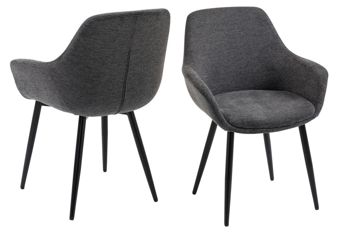 Tischgruppe Anthrazit/Walnussfarben 180 cm - Anthrazit/Walnussfarben, MODERN, Holz/Textil (180/90/75cm) - Livetastic