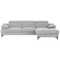 Ecksofa Titus Silberfarben Chenille - Silberfarben/Schwarz, Design, Textil (291/80-98/178cm) - Livetastic