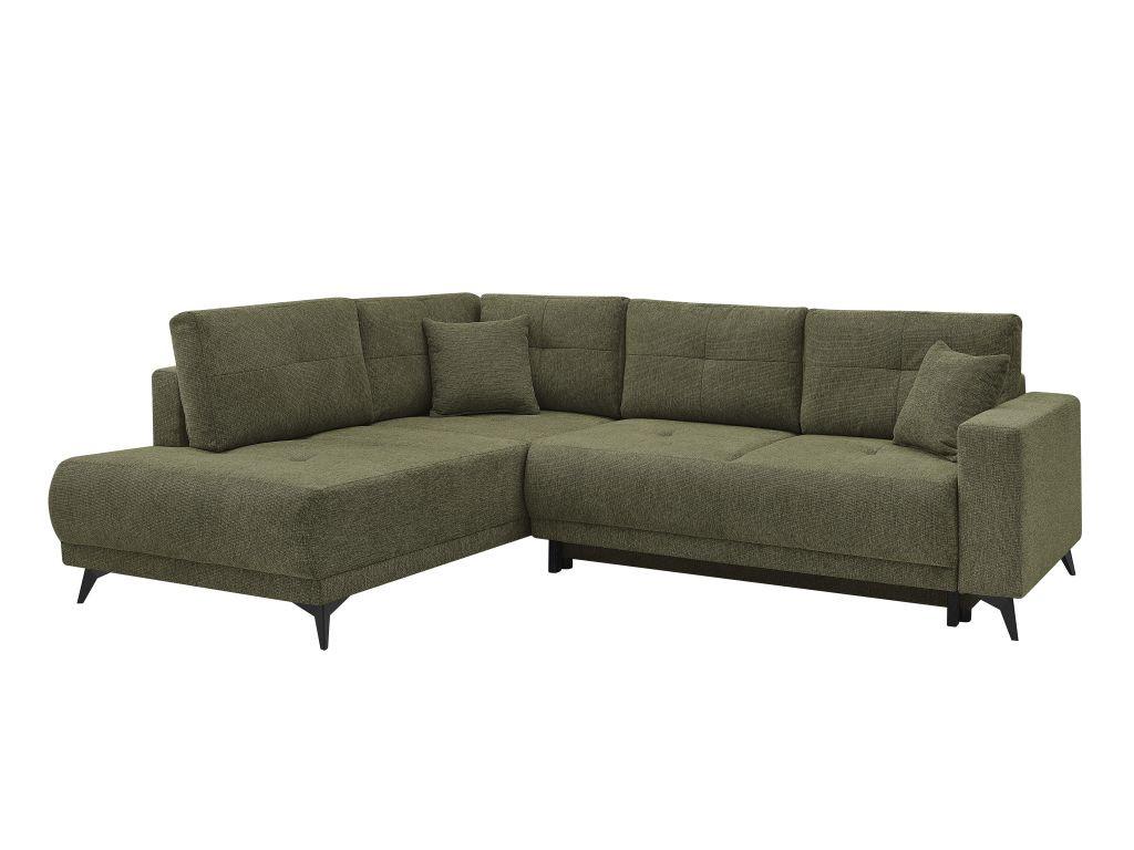 Rohová sedačka TEXAS, levá, zelená - černá/zelená, Konvenční, dřevo (203/259cm) - Based