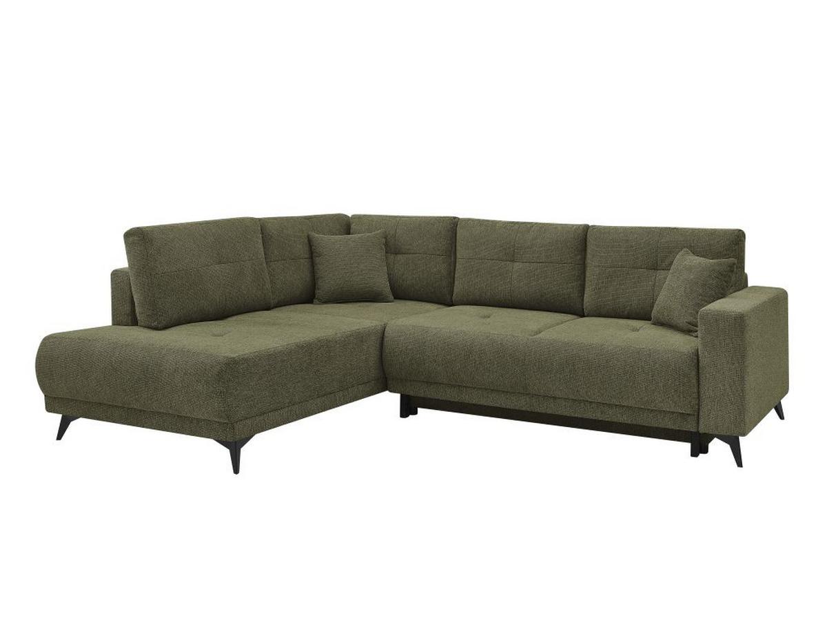 Rohová sedačka TEXAS, levá, zelená - černá/zelená, Konvenční, dřevo (203/259cm) - Based
