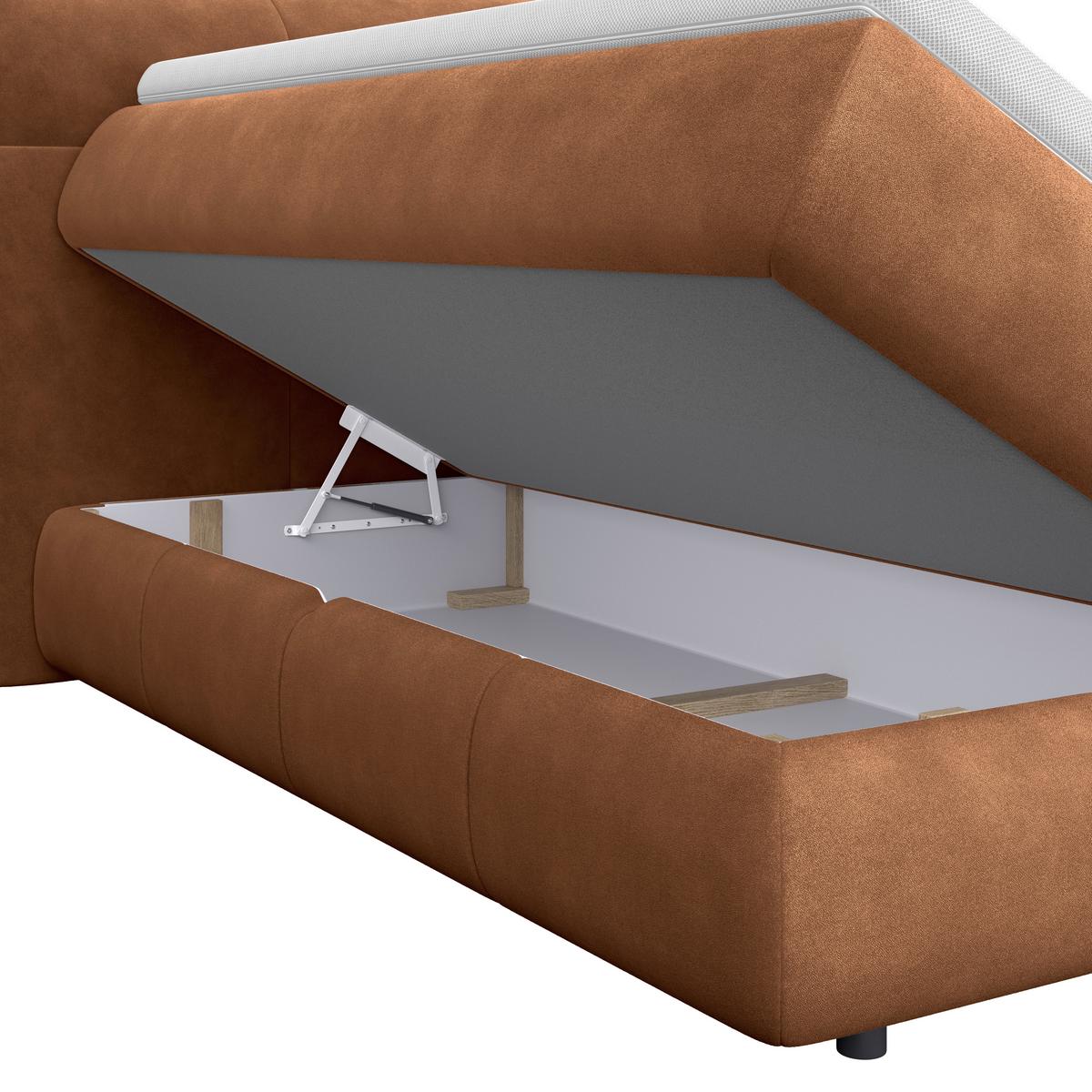 Boxspringbett Carmelo Kupfer 160x200 cm H3 - Schwarz/Kupferfarben, Trend, Textil (160/200cm)