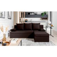 Ecksofa Gino Dunkelbraun S: 201x143 Cm - Dunkelbraun/Schwarz, Design, Textil (201/143cm) - MID.YOU