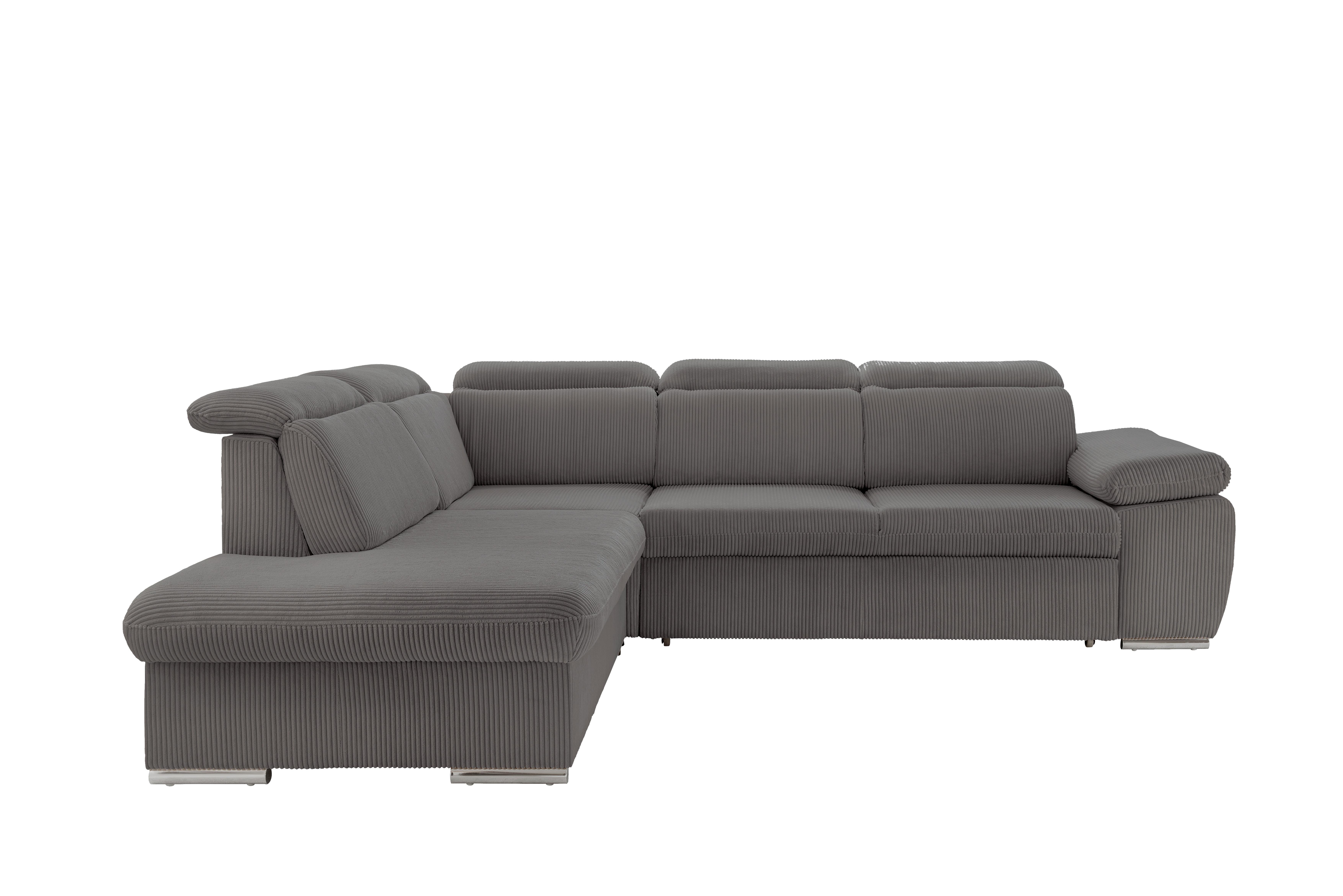 Ecksofa Vasto Grau S: 228x283 cm - Chromfarben/Grau, Design, Textil (228/283cm) - Livetastic
