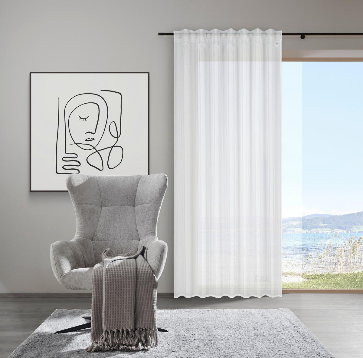 HOTOVÝ ZÁVES LEO TRANSPARENT 2 KS -AKT- - prírodná farba, Konventionell, textil (140/255cm) - Premium Living