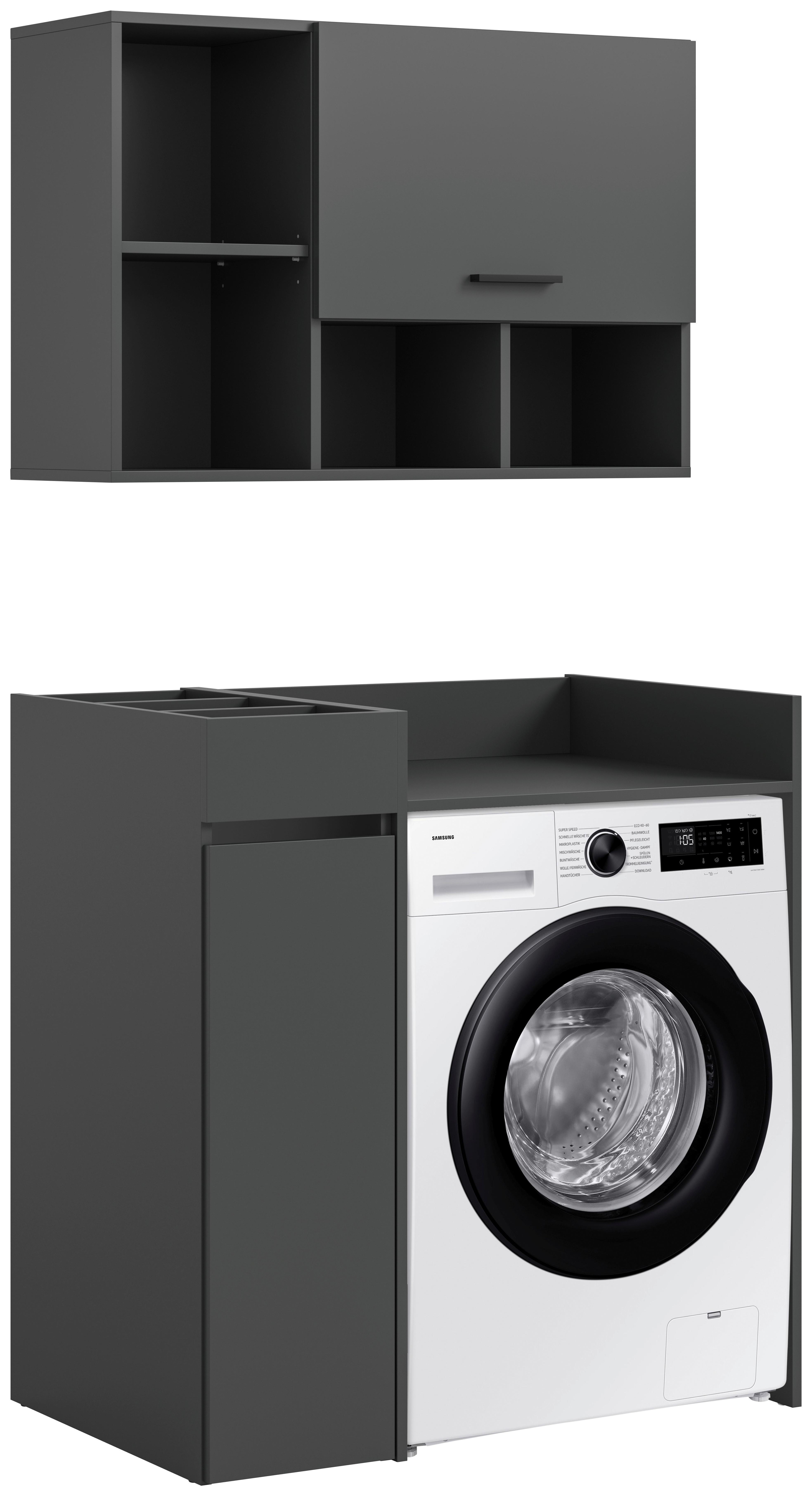 Waschmaschinenschrank Free Anthrazit B: 95cm - Anthrazit/Schwarz, Basics, Holzwerkstoff (95/195/60cm) - MID.YOU