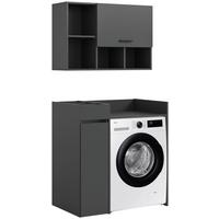 Waschmaschinenschrank Free Anthrazit B: 95cm - Anthrazit/Schwarz, Basics, Holzwerkstoff (95/195/60cm) - MID.YOU