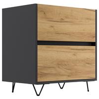 Nachttisch Industrial Graphit-/Eichefarben B: 61,2cm - Eichefarben/Schwarz, Basics, Holzwerkstoff/Metall (61,2/65/42cm) - MID.YOU
