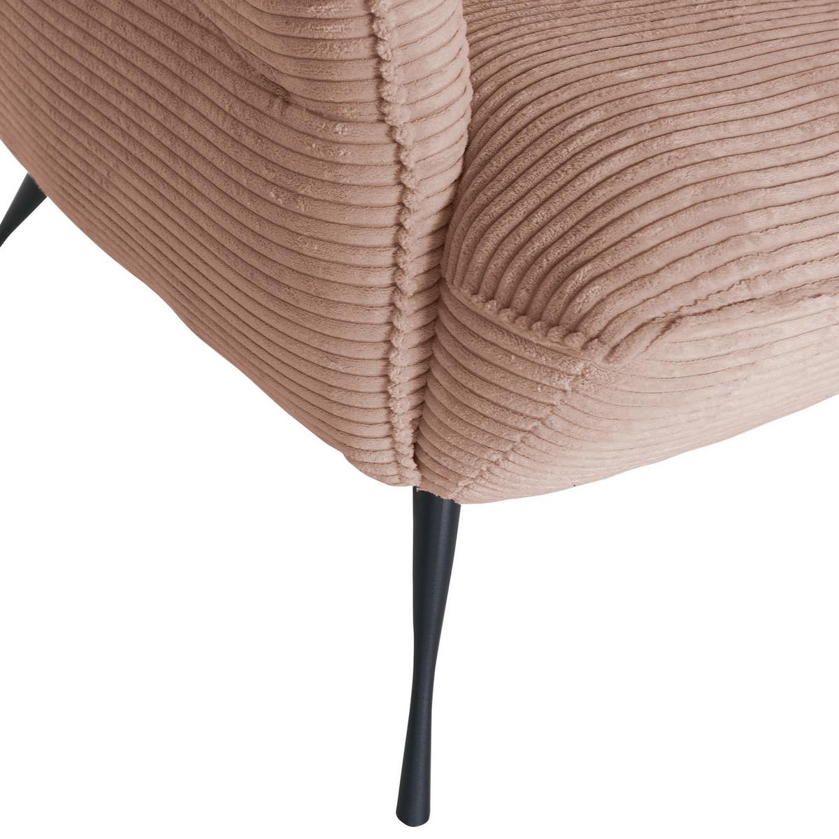 Ohrensessel Lorris - Schwarz/Rosa, KONVENTIONELL, Textil (83/110/92cm) - MID.YOU