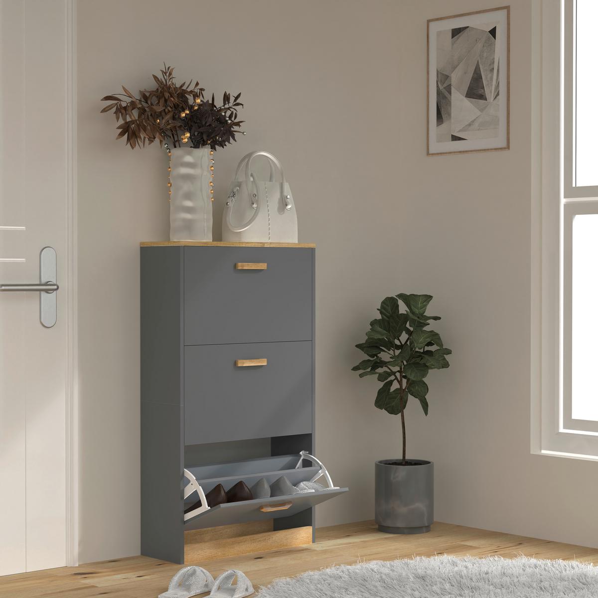 Schuhschrank Halom Anthrazit/honigeiche - Honigeiche/Anthrazit, LIFESTYLE, Holzwerkstoff (59/105/22cm) - MID.YOU