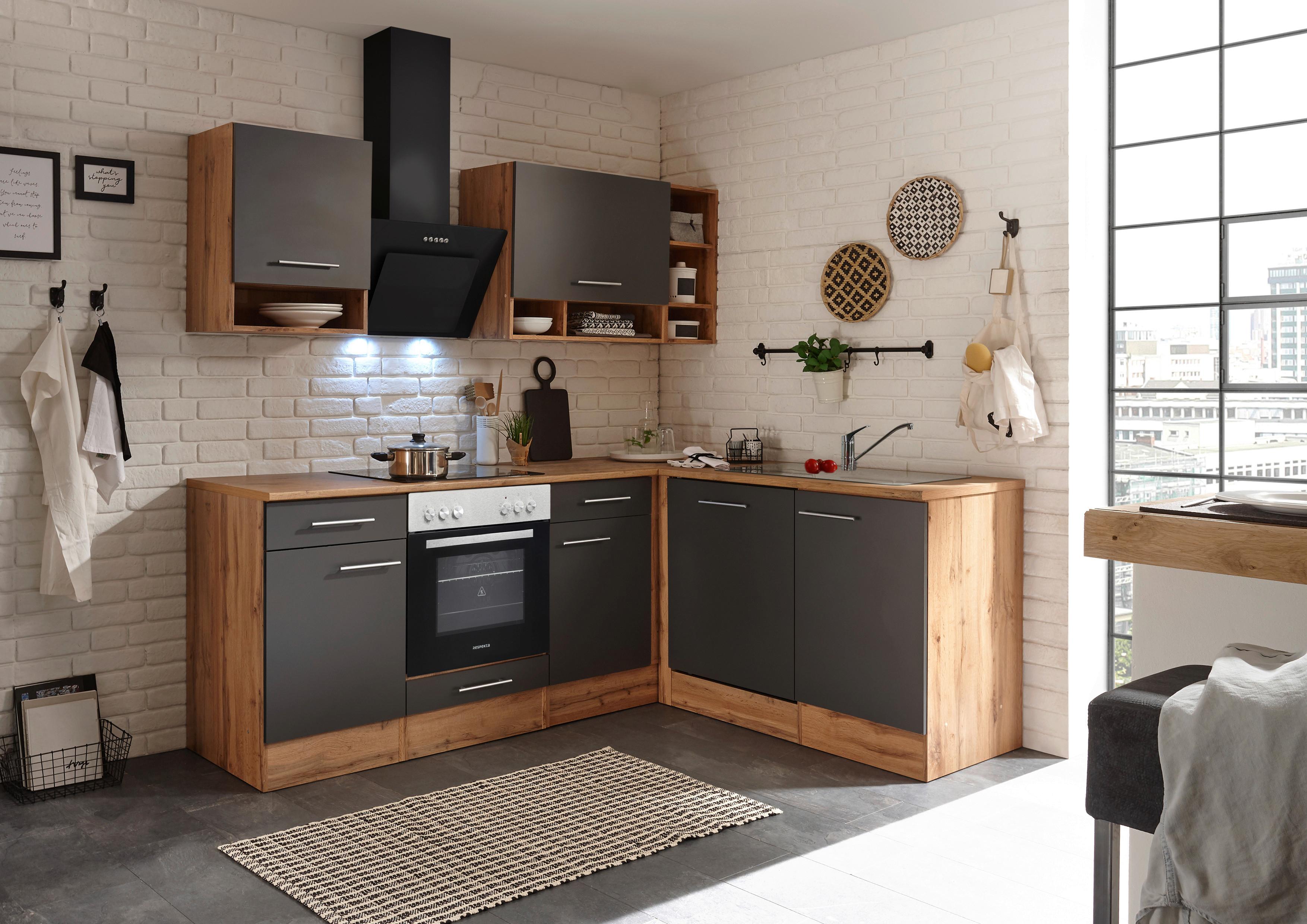 Eckküche Hilde Wildeiche - Wildeiche/Grau, Basics, Holzwerkstoff - Respekta