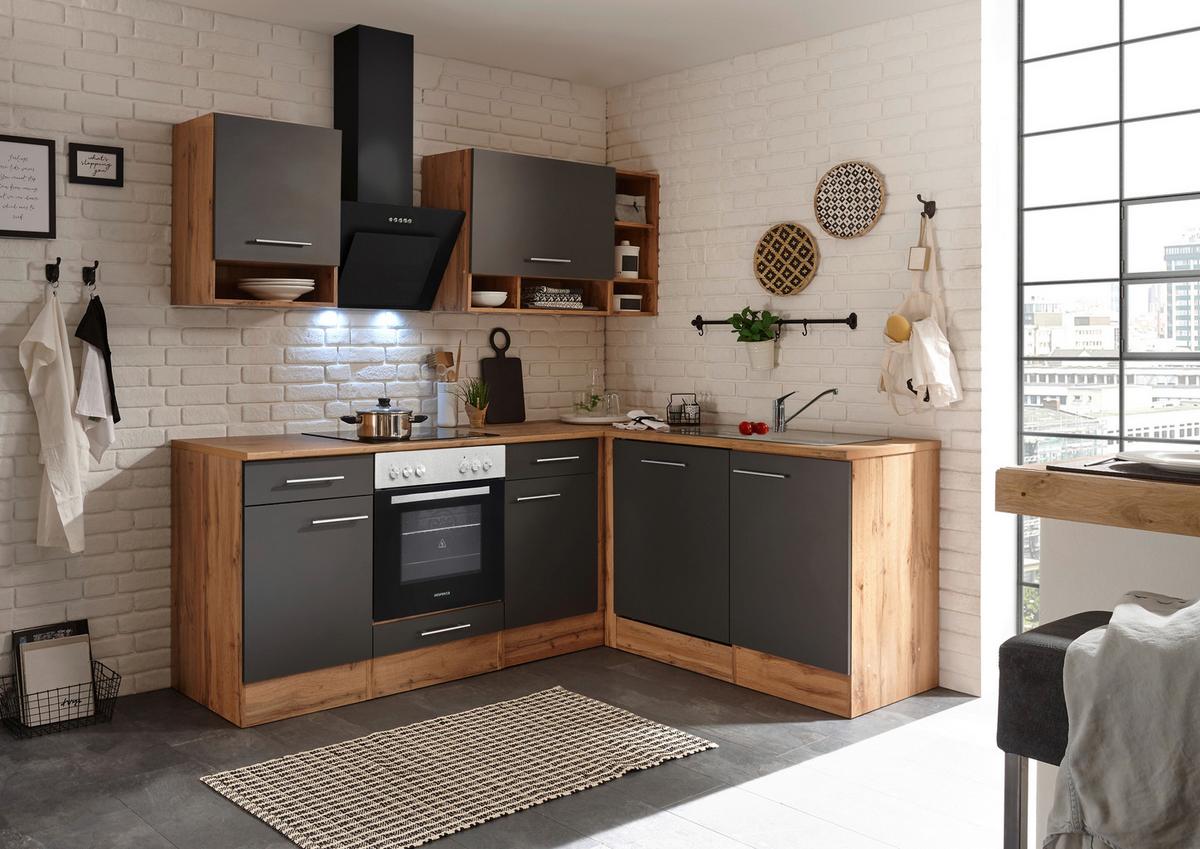 Eckküche Hilde Wildeiche - Wildeiche/Grau, Basics, Holzwerkstoff (220/172cm) - Respekta