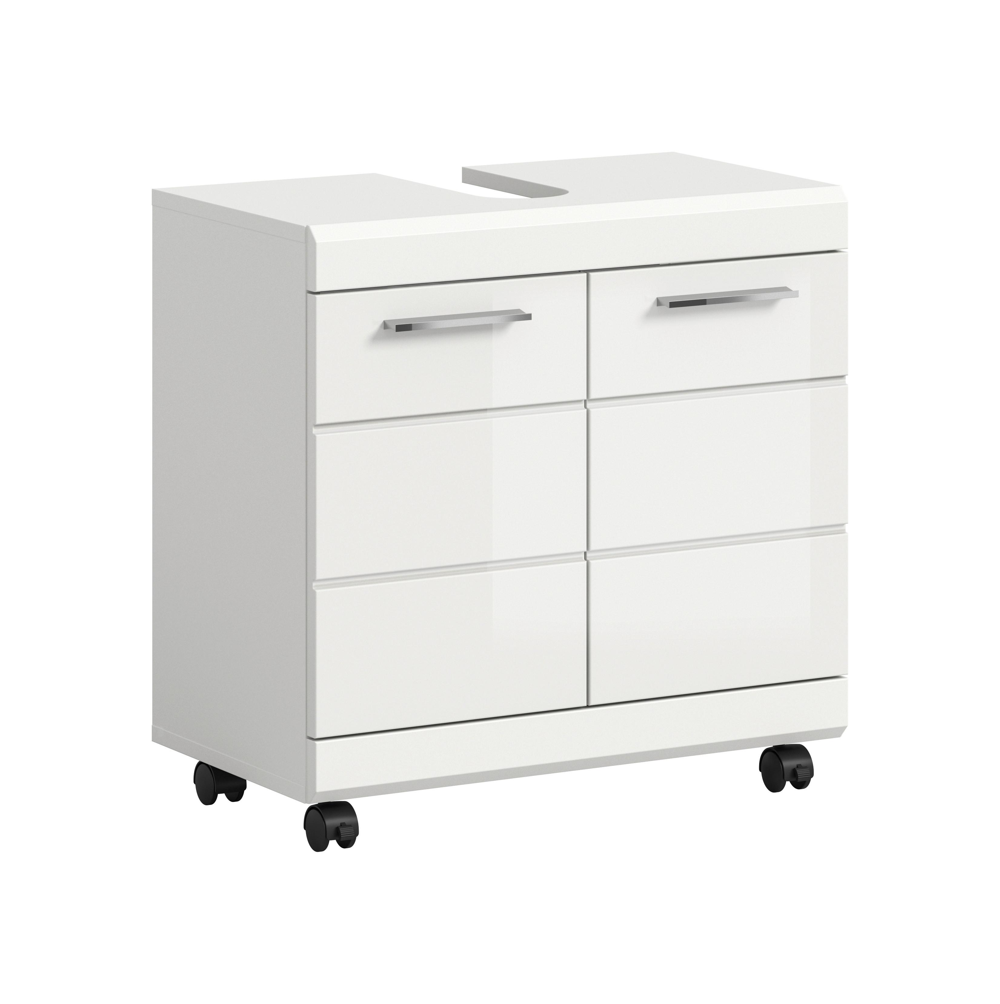 WASCHBECKENUNTERSCHRANK Scout Weiß/Weiß HG B: 60cm - Weiß Hochglanz/Schwarz, Trend, Holzwerkstoff (60/60/34cm) - MID.YOU