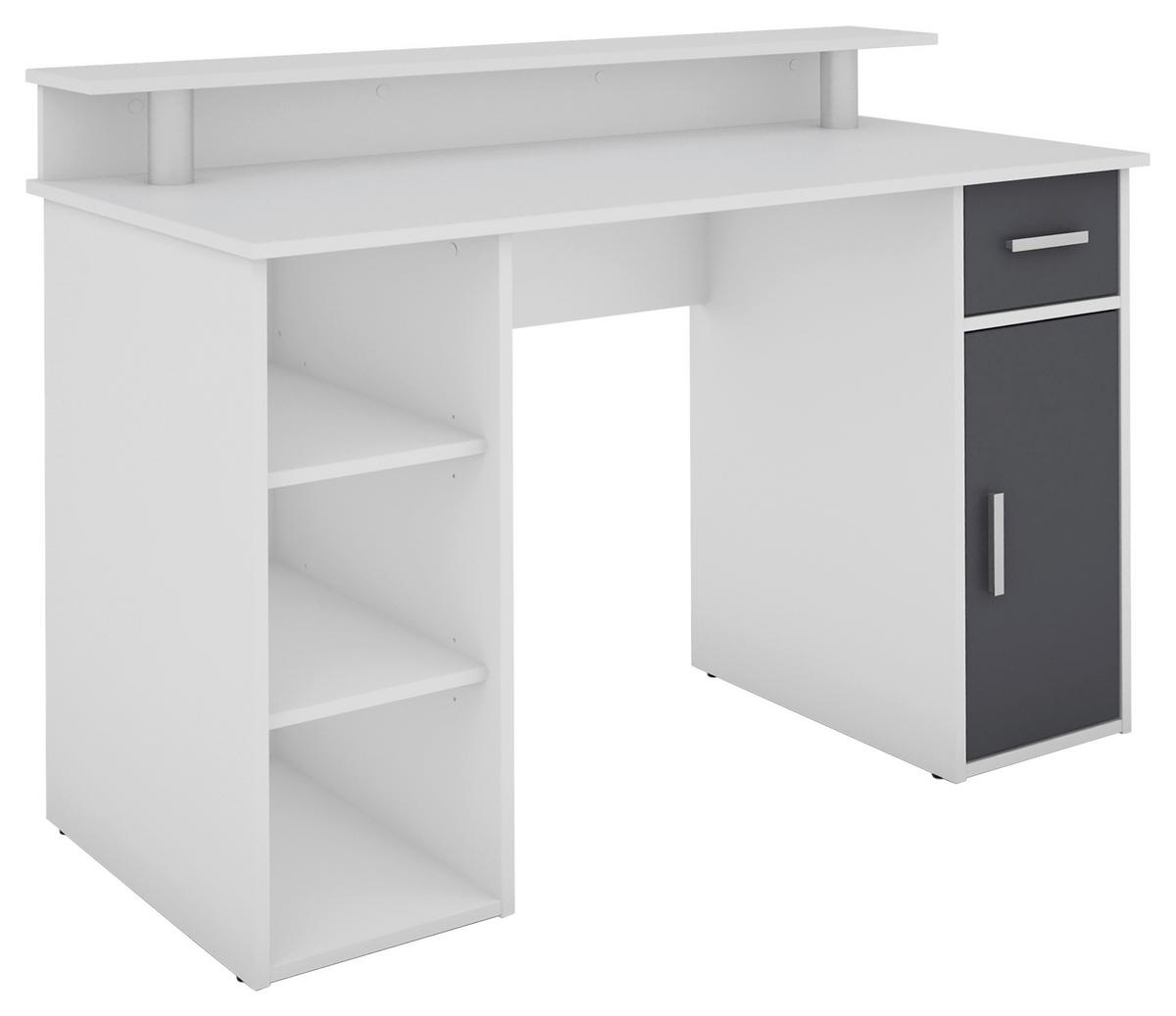Schreibtisch B 55cm H 88 cm Diego Weiß/Anthrazit - Anthrazit/Weiß, LIFESTYLE, Holzwerkstoff (120/55/88cm) - MID.YOU