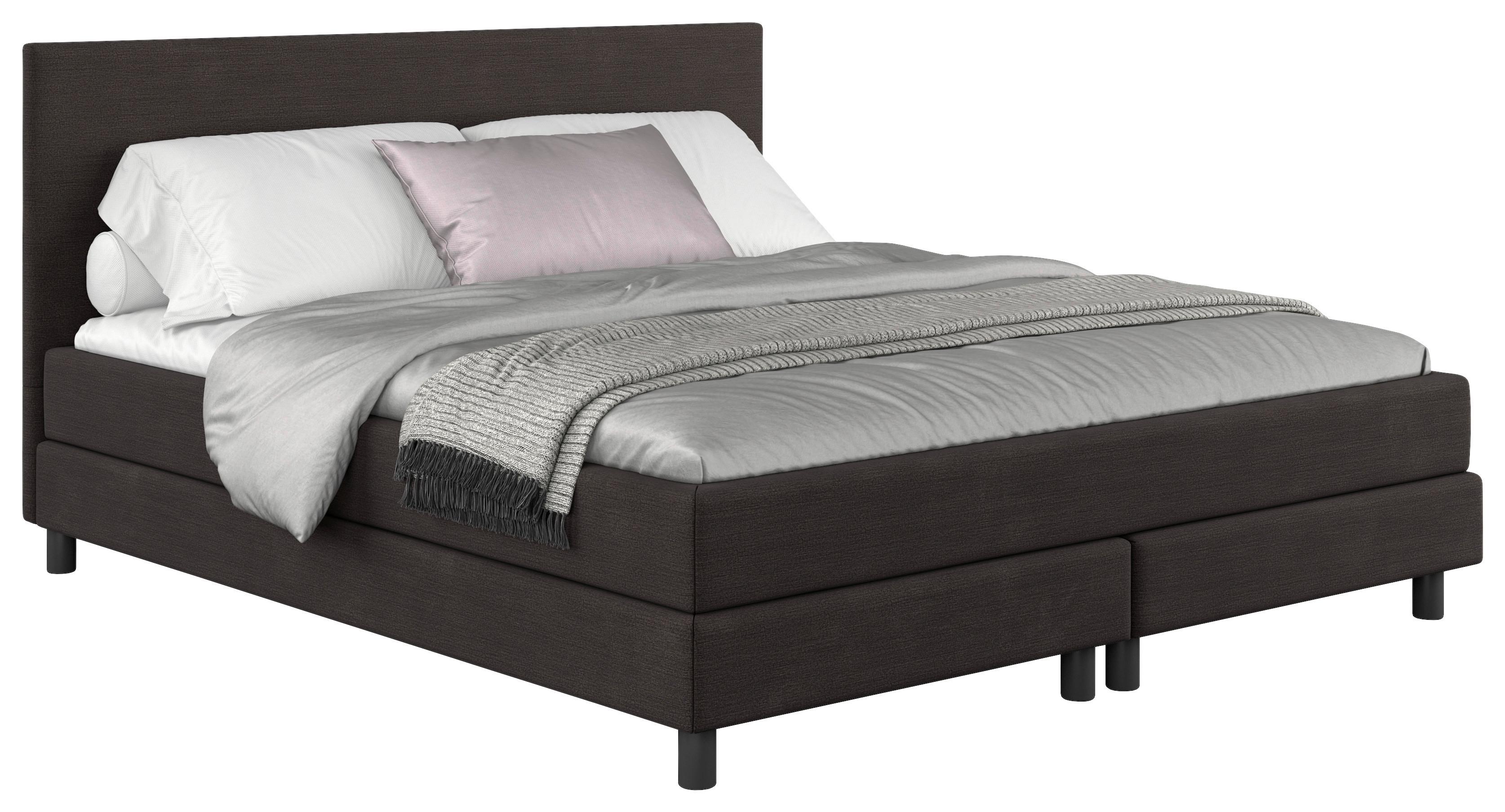 Boxbett mit Topper Andorra 160x200 cm Dunkelbraun - Dunkelbraun/Schwarz, MODERN, Holzwerkstoff/Textil (160/200cm) - MID.YOU