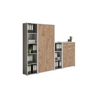 Office Edition B: 257 Cm Eichefarben/grau - Eichefarben/Grau, MODERN, Holzwerkstoff (257/185,6/33cm) - MID.YOU
