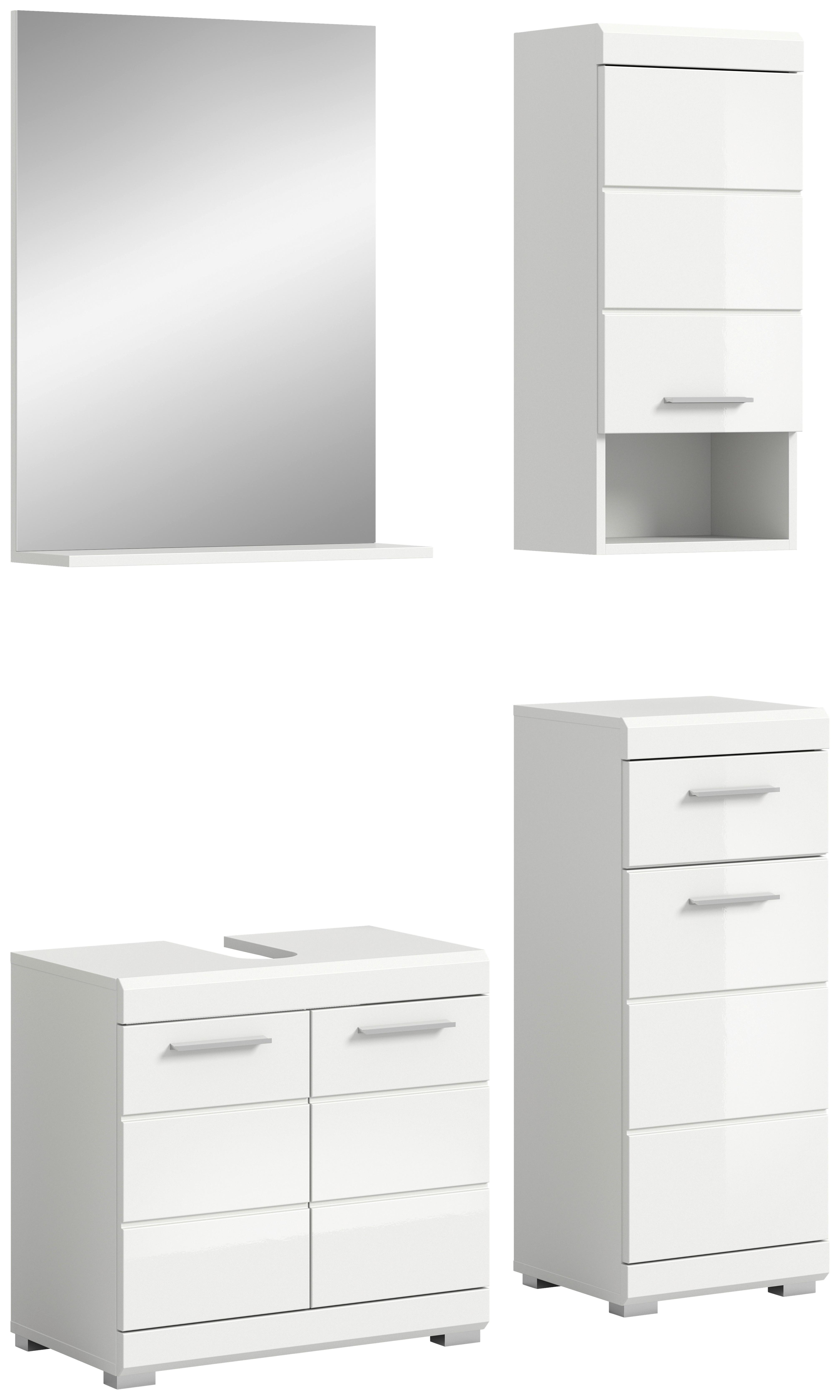 Badezimmer Scout Weiß B: 97 Cm - Weiß Hochglanz/Silberfarben, MODERN, Glas/Holzwerkstoff (97cm) - MID.YOU