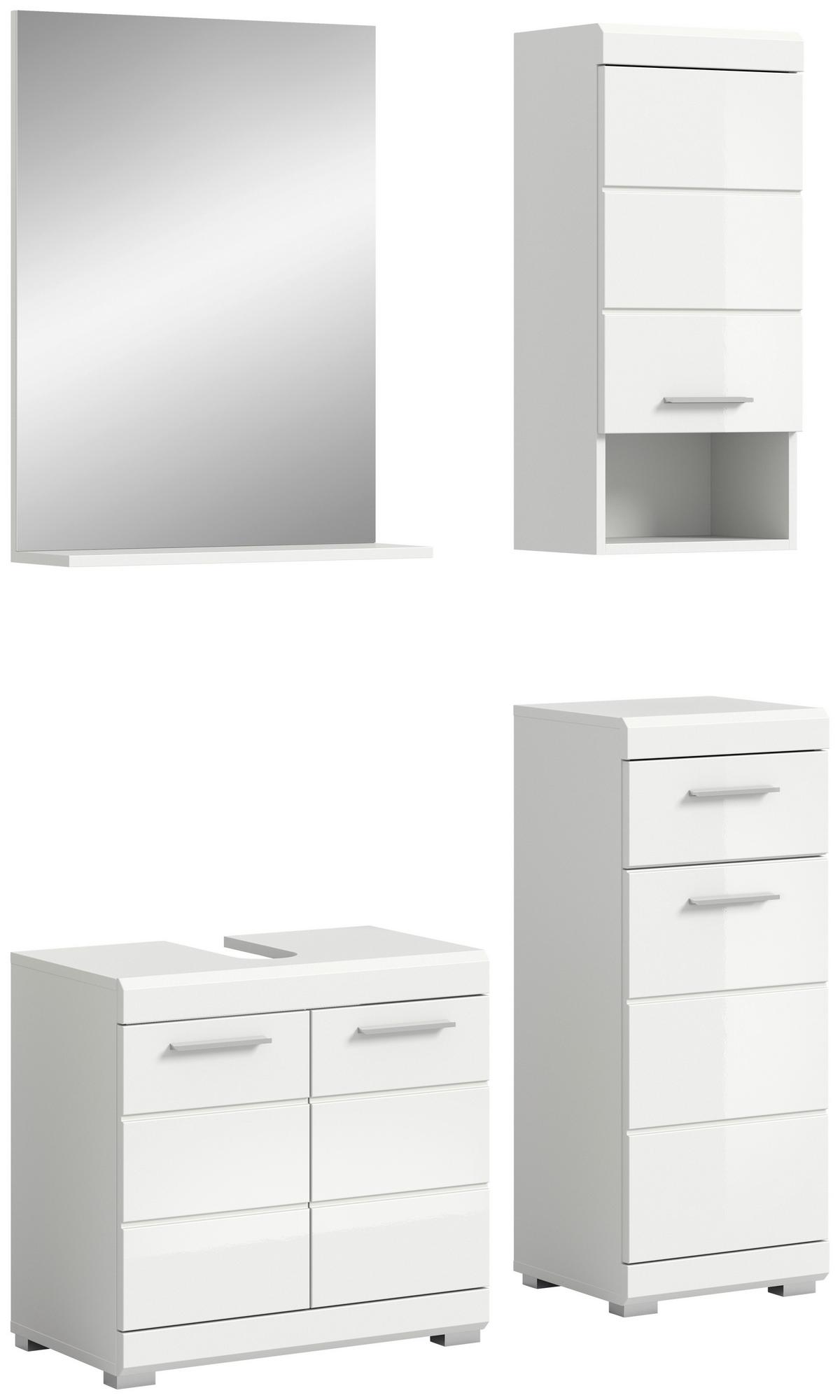 Badezimmer Scout Weiß B: 97 Cm - Weiß Hochglanz/Silberfarben, MODERN, Glas/Holzwerkstoff (97cm) - MID.YOU