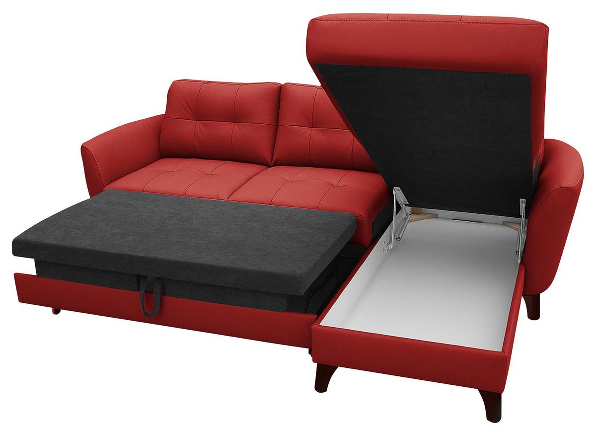 Ecksofa Nordic Rot S: 238x168 Cm - Buchefarben/Rot, Design, Leder/Textil (238/168cm) - Livetastic
