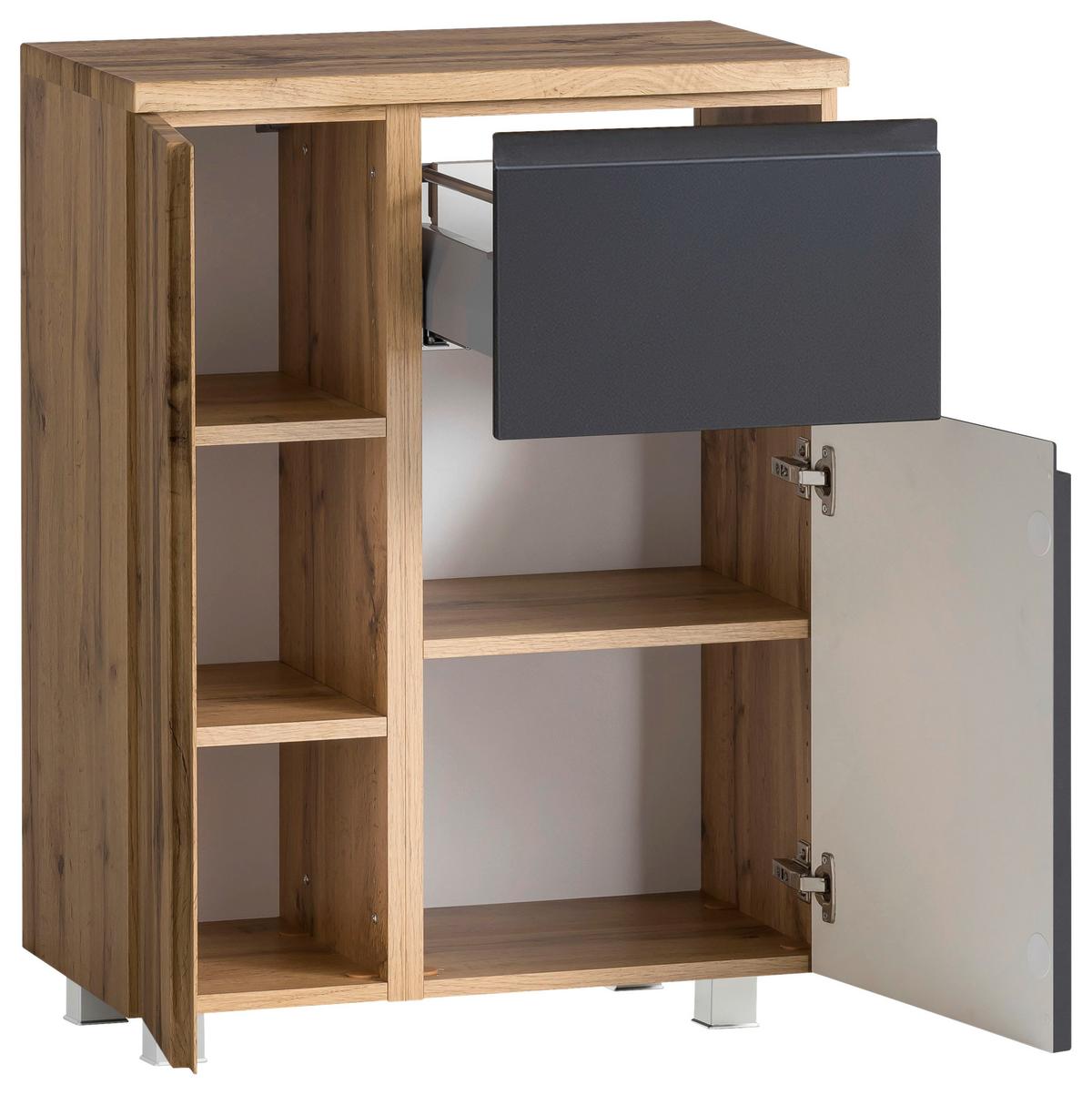 Unterschrank Varese B: 65 cm Grau/Eiche Wotan - Eiche Wotan/Grau, MODERN, Holzwerkstoff (65/79/35cm) - Held