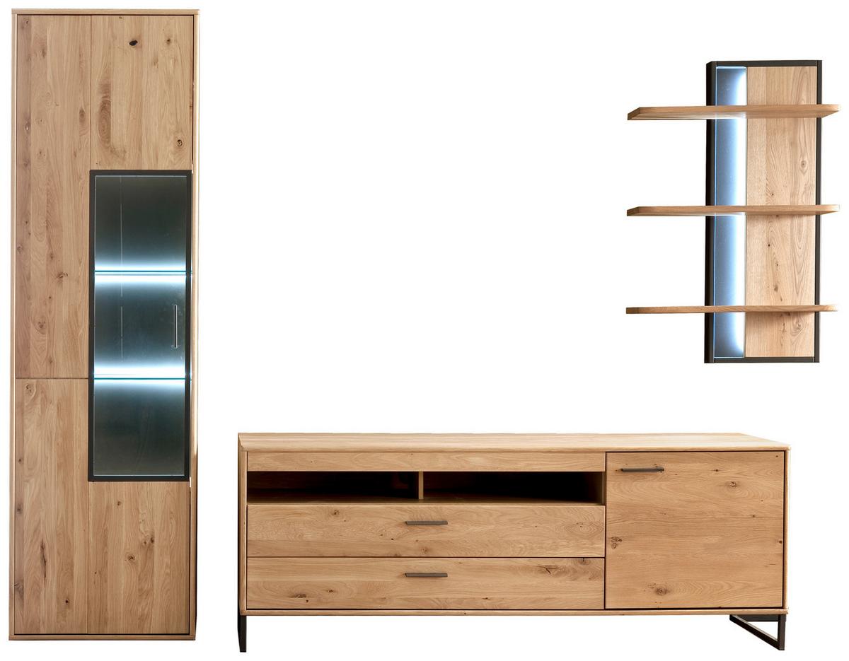 Vitrine Portland B: 64 cm Eichefarben - Eichefarben, Design, Glas/Holz (64/207/37cm) - Livetastic
