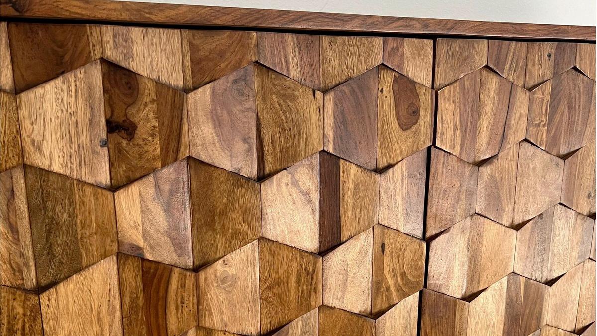 Sideboard Sheeshamfarben B: 175cm - Sheeshamfarben/Schwarz, Natur, Holz (175/70/40cm) - Livetastic